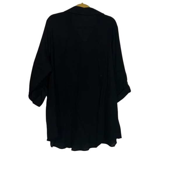 Apt 9 Button Down Black Quarter Sleeve Size 2X Beach Coverup Gauze Summer - Picture 2 of 6